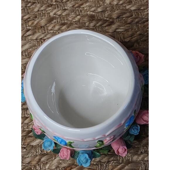 Long Rich Easter Egg Jar With Spring Flowers At Base 8.5" X 5" Holiday Decor - Picture 5 of 10